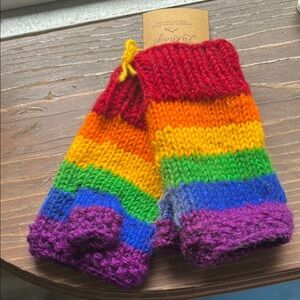 Rainbow Knit Fingerless Gloves